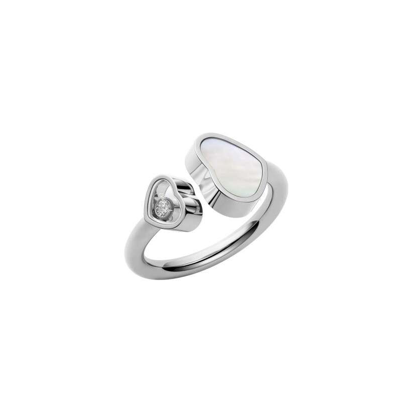 Chopard Happy Hearts, white gold, diamond, mother-of-pearl ring, size 52