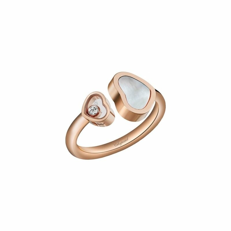 Chopard Happy Hearts ring, rose gold, diamond and mother-of-pearl, size 50