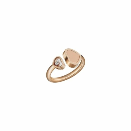 Bague Chopard Happy Hearts en or rose, diamant et pierre rose, taille 52