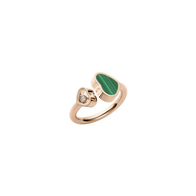 Chopard Happy Hearts, rose gold, malachite, diamond ring, size 52