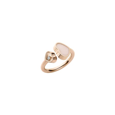 Bague Chopard Happy Hearts en or rose, opale et diamant, taille 52