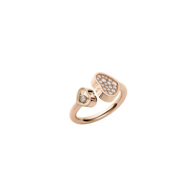 Bague Chopard Happy Hearts en or rose et diamants, taille 52