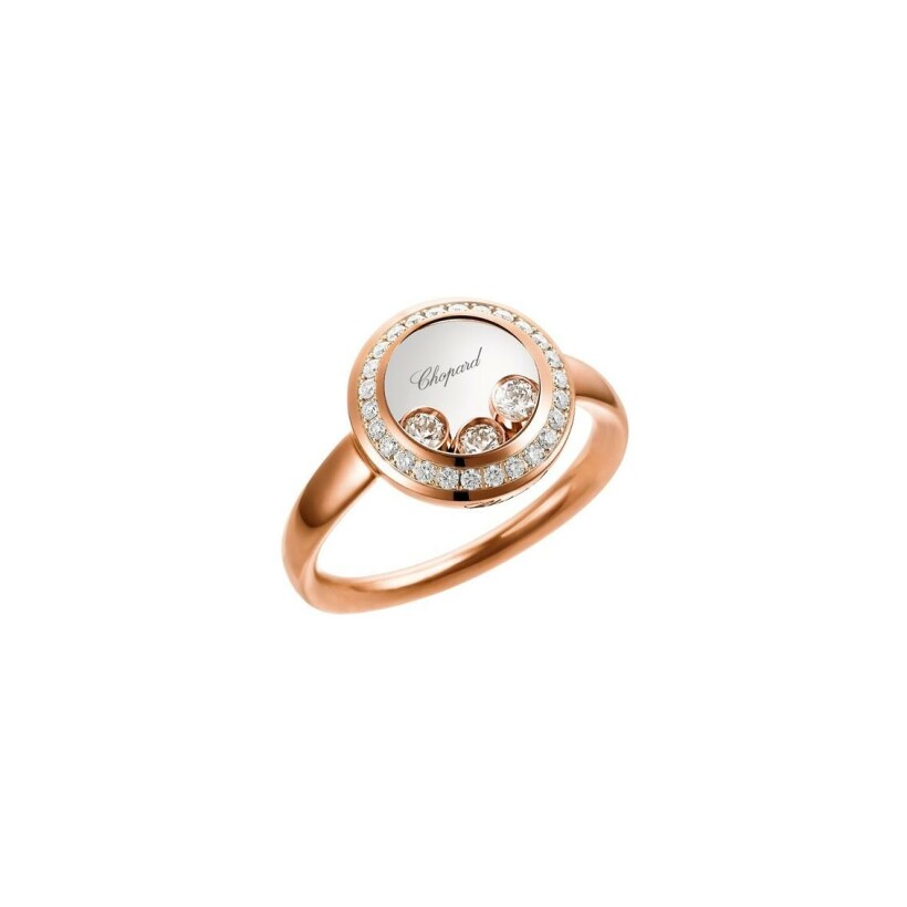 Chopard Happy Diamonds, rose gold, diamonds ring, size 53