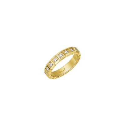 Bague Chopard Ice Cube en or jaune et diamants semi-sertis, taille 51