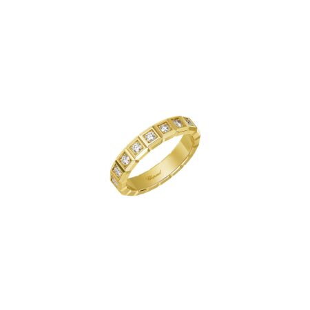 Bague Chopard Ice Cube en or jaune et diamants semi-sertis, taille 53