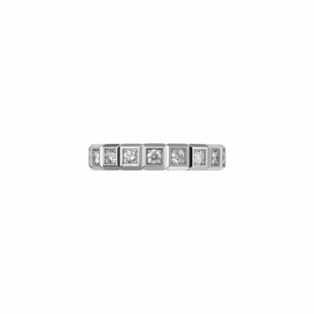 Bague Chopard Ice Cube en or blanc et diamants semi-sertis, taille 53