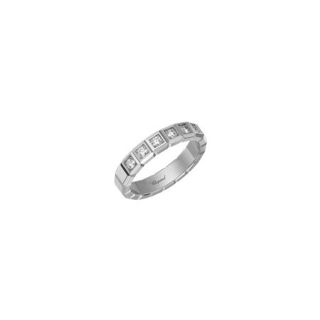 Bague Chopard Ice Cube en or blanc et diamants semi-sertis, taille 53