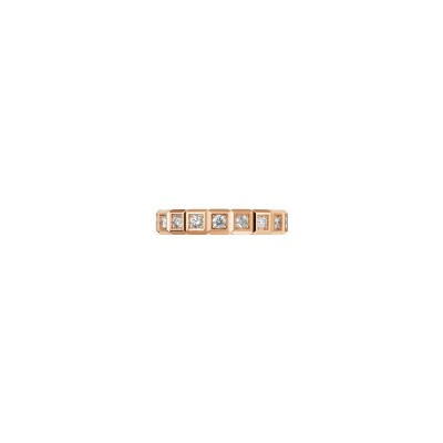 Bague Chopard Ice Cube en or rose et diamants entièrement sertis, taille 51