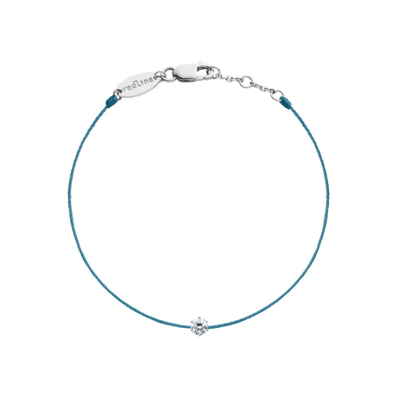 Bracelet Redline Absolu fil bleu caraïbe avec diamant 0.10 ct en serti griffe or blanc