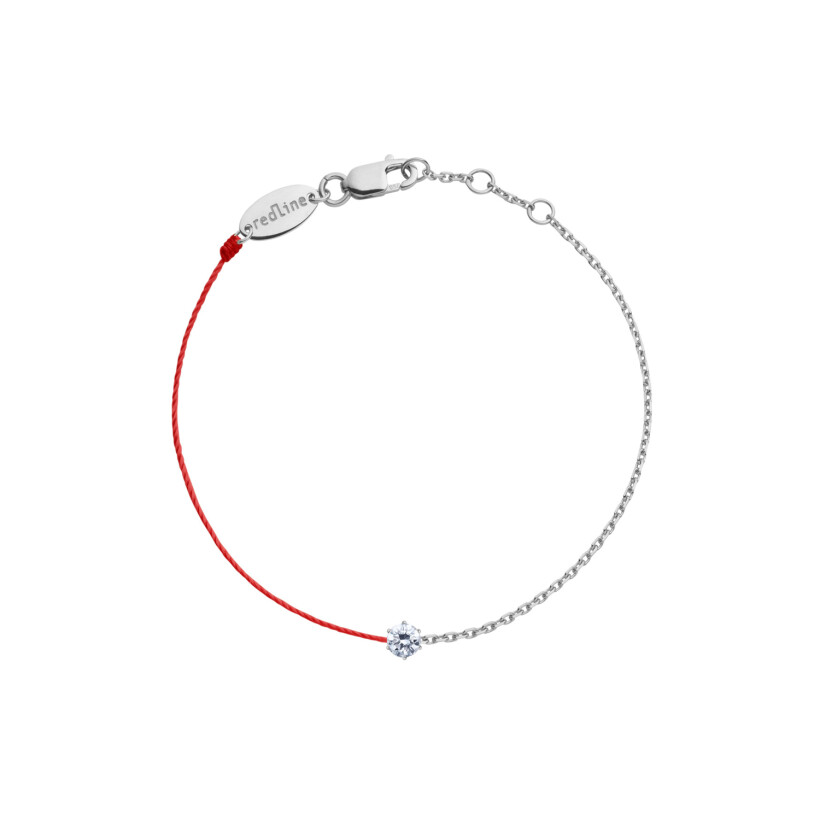 Bracelet RedLine Absolu fil rouge avec diamant 0.10ct en serti griffe, or blanc