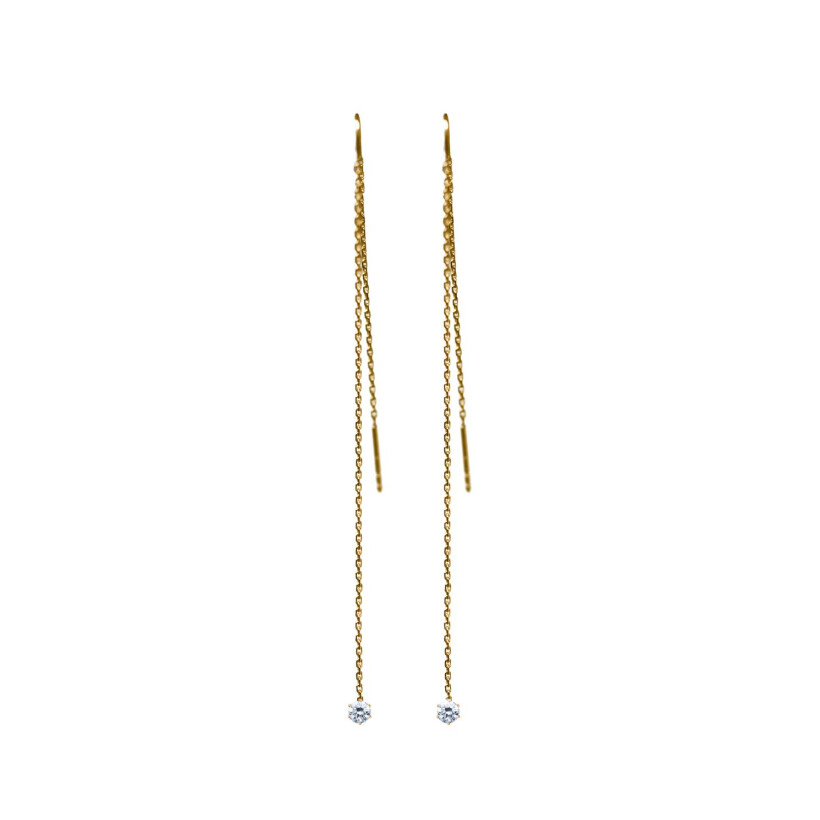 Boucles d'oreilles pendantes RedLine Absolu avec diamants 0.20ct, or jaune