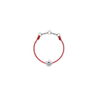 Bague RedLine Absolu fil rouge avec diamant 0.10ct en serti griffe, or blanc