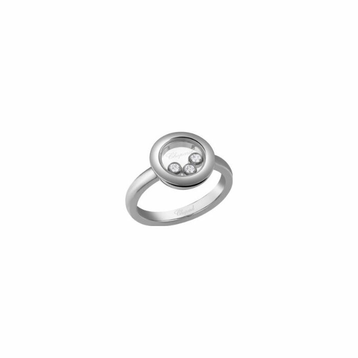 Bague Chopard Happy Diamonds Icons en or blanc et diamants, taille 53