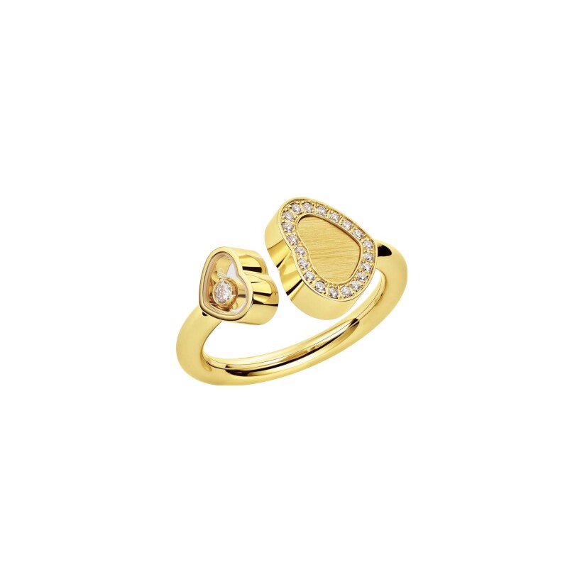 Chopard Happy Hearts, yellow gold, diamonds ring, size 50