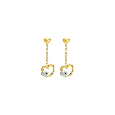 Boucles d'oreilles pendantes en or jaune rhodié