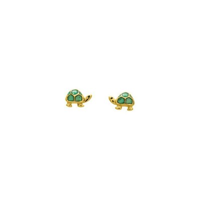 Puces d'oreilles tortues en or jaune