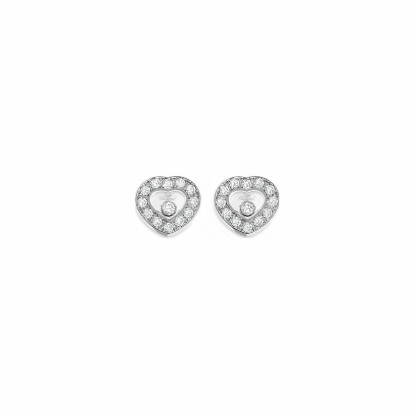 Boucles d'oreilles puces Chopard Happy Diamonds Icons en or blanc et diamants
