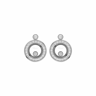 Boucles d'Oreilles Chopard Happy Diamonds en or blanc et diamants