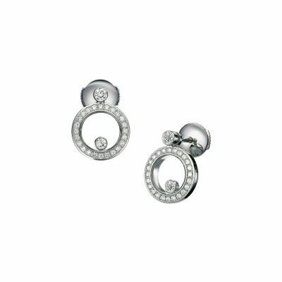 Boucles d'Oreilles Chopard Happy Diamonds en or blanc et diamants