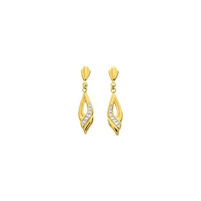 Boucles d'oreilles pendantes en or jaune rhodié