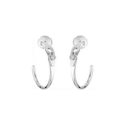 Boucles d'oreilles créoles jonc dinh van Serrure en or blanc et diamants petit modèle