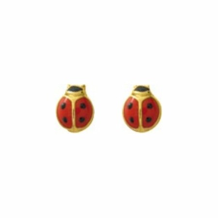 Boucles d'oreilles coccinelles en or jaune et laque