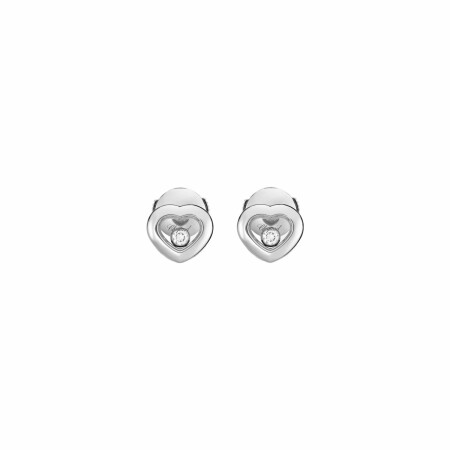 Boucles d'oreilles puces Chopard Happy Diamonds Icons en or blanc et diamants