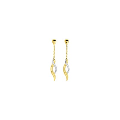 Boucles d'oreilles pendantes en or jaune rhodié