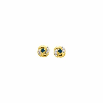 Boucles d'oreilles en or jaune et saphirs