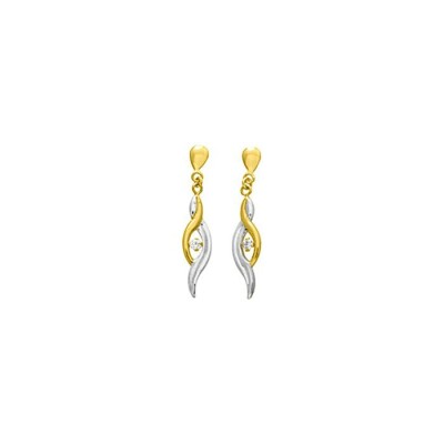 Boucles d'oreilles pendantes en or jaune et oxydes de zirconium