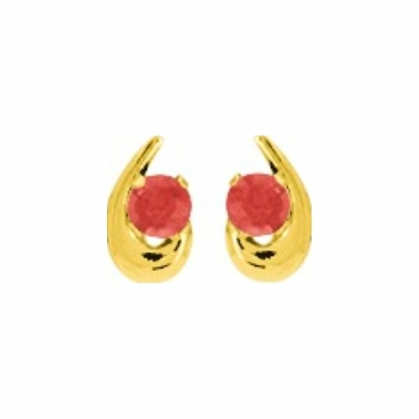 Boucles d'oreilles en or jaune et rubis