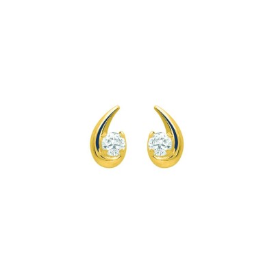 Puces d'oreilles en or jaune et oxydes de zirconium