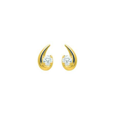 Puces d'oreilles en or jaune et oxydes de zirconium