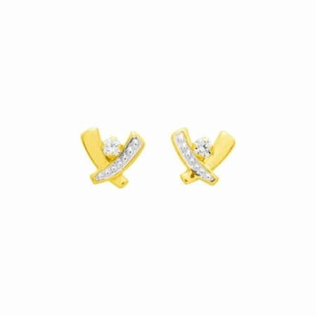 Boucles d'oreilles en or jaune et oxyde de zirconium