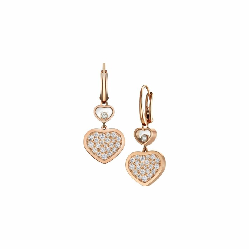 Boucles d'oreilles Chopard Happy Hearts en or rose et diamants