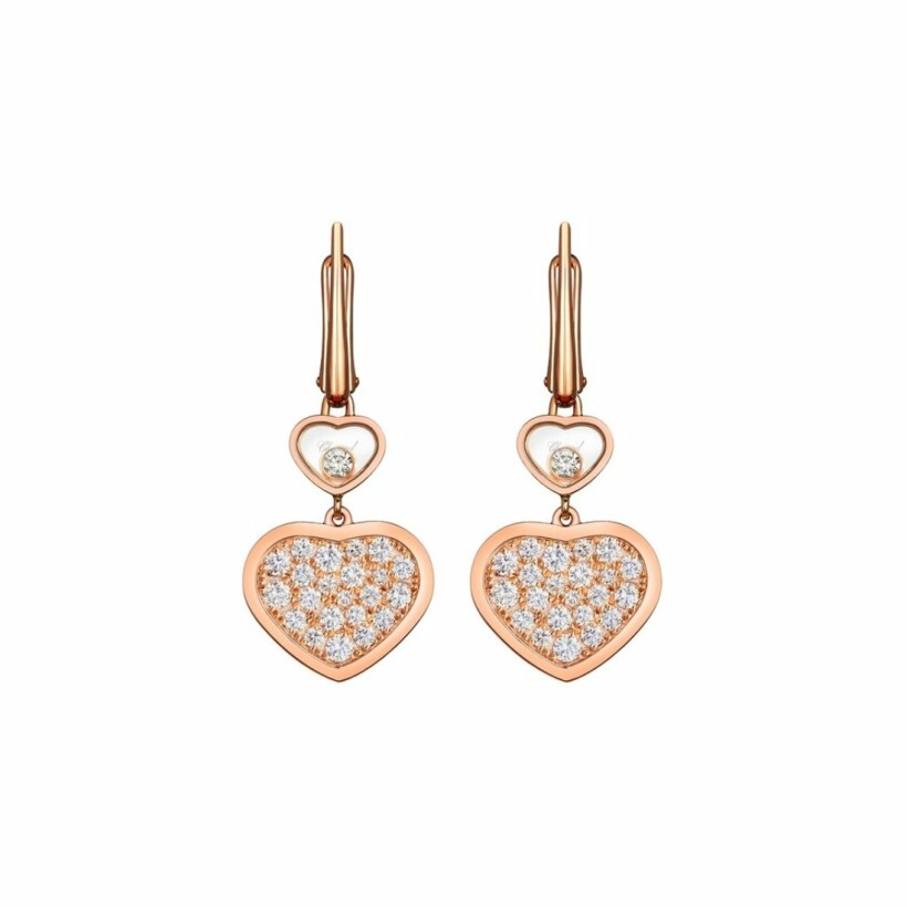 Boucles d'oreilles Chopard Happy Hearts en or rose et diamants