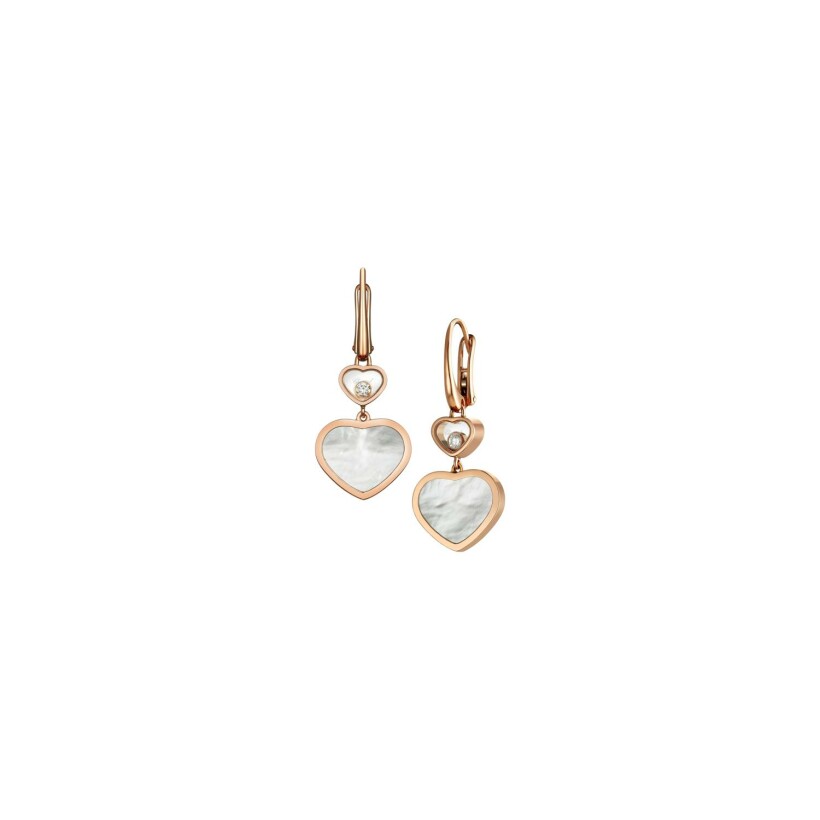 Chopard Happy Hearts earrings, rose gold, mother of pearl and diamonds