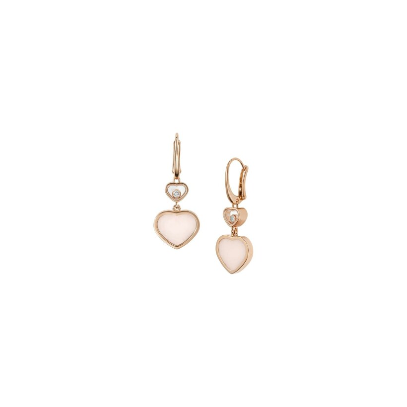 Chopard Happy Hearts earrings in pink gold, pink opal an diamonds