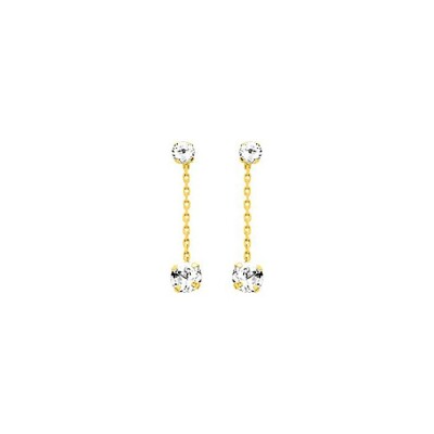 Boucles d'oreilles pendantes en or jaune et oxydes de zirconium