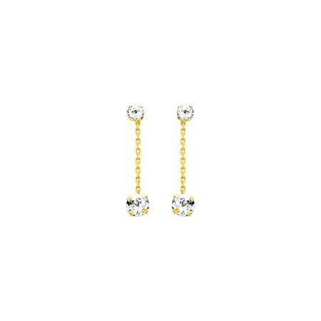 Boucles d'oreilles pendantes en or jaune et oxydes de zirconium