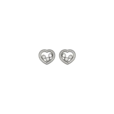 Boucles d'oreilles Chopard Happy Diamonds Icons en or blanc et diamants