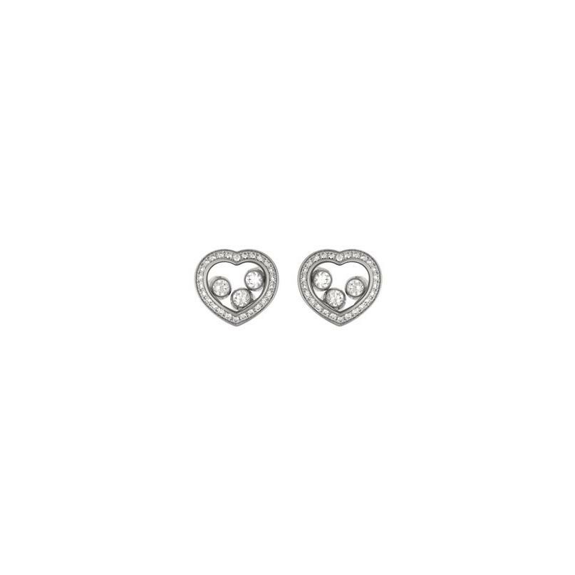 Boucles d'oreilles Chopard Happy Diamonds Icons en or blanc et diamants