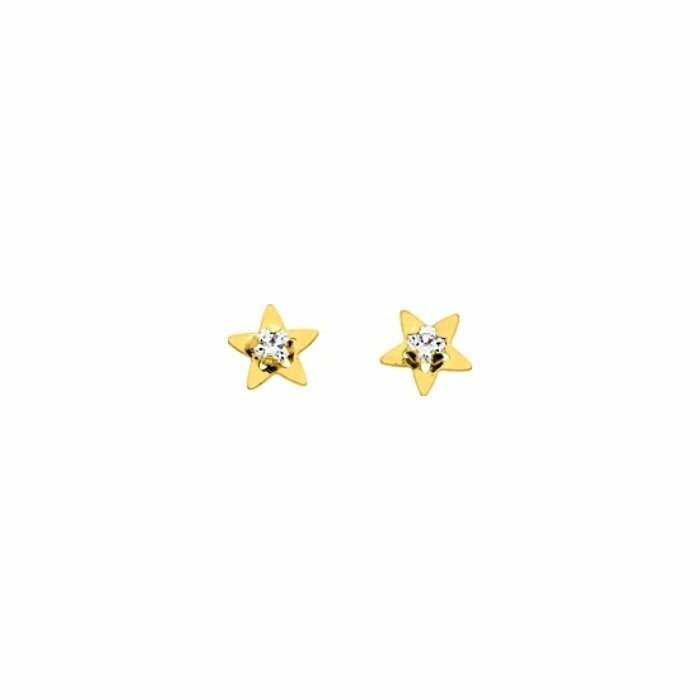 Boucles d'oreilles clous en or jaune et oxydes de zirconium