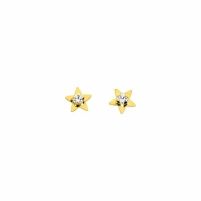 Boucles d'oreilles clous en or jaune et oxydes de zirconium