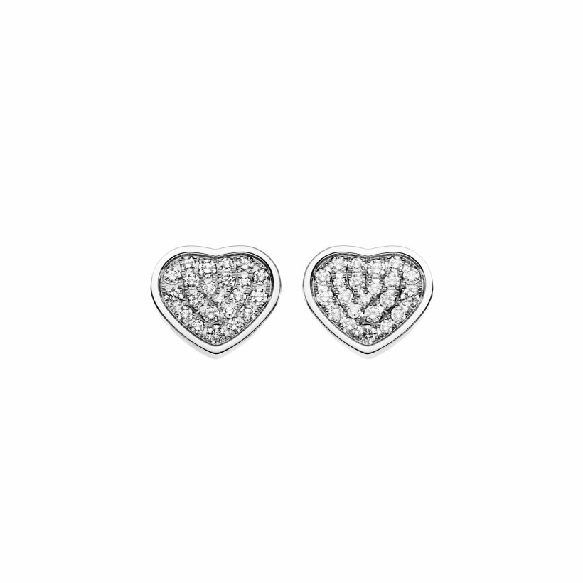 Boucles d'oreilles Chopard Happy Hearts en or blanc et diamants