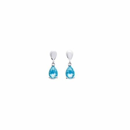 Boucles d'oreillles en or blanc et topaze bleue