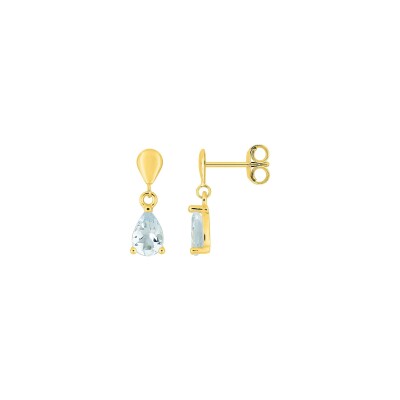Boucles d'oreilles clous en or jaune et aquaprase