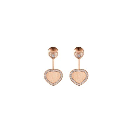 Boucles d'oreilles Chopard Happy Hearts en or rose et diamants