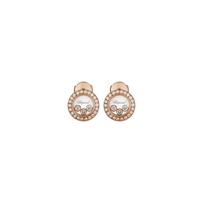 Boucles d'oreilles Chopard Happy Diamonds en or rose et diamants