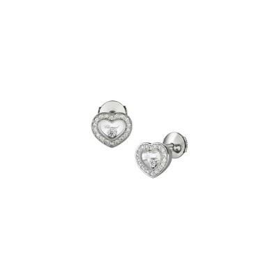 Boucles d'oreilles Chopard Happy Diamonds en or blanc et diamants